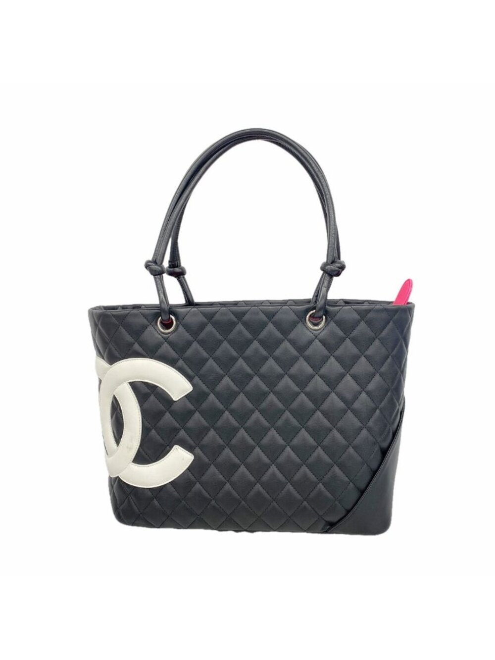 Chanel Tote Bag Cambon Leather Black Silver
